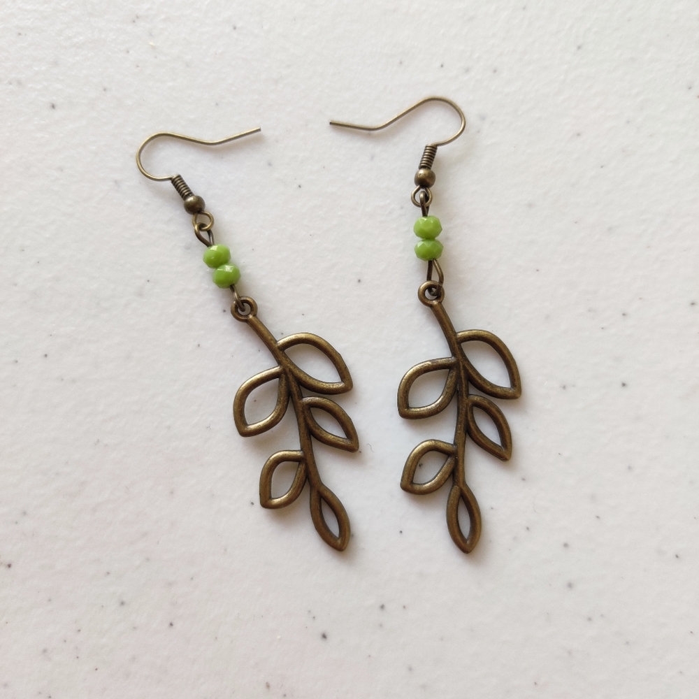 3 for $10 - Bronze leaf dangles